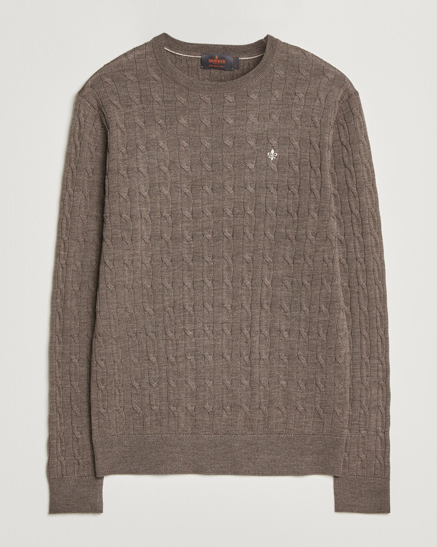 Mies | Puserot | Morris | Merino Cable O-Neck Brown