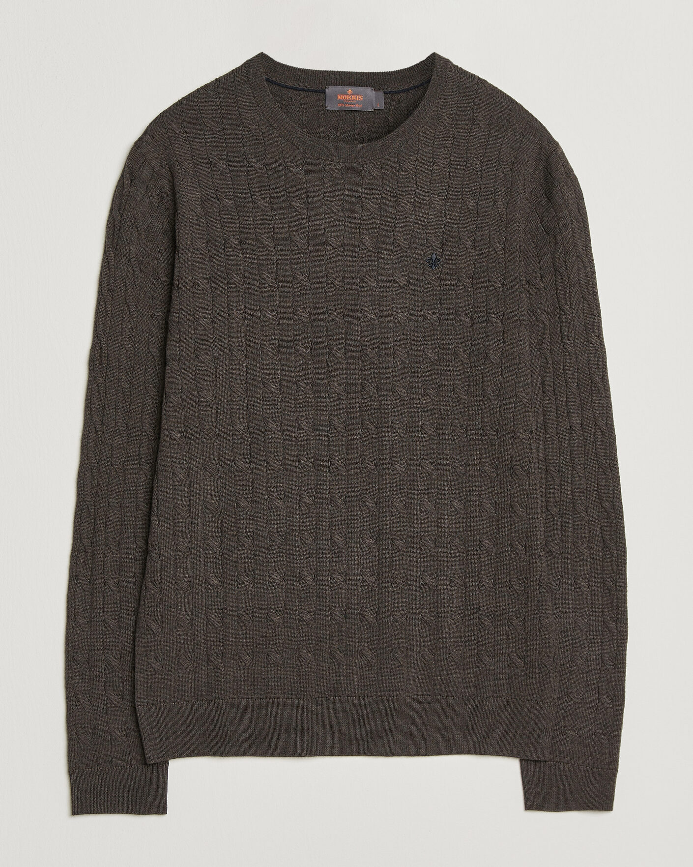 Mies | Puserot | Morris | Merino Cable O-Neck Brown