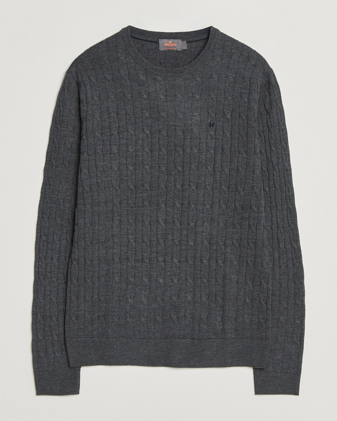 Mies | Puserot | Morris | Merino Cable O-Neck Grey