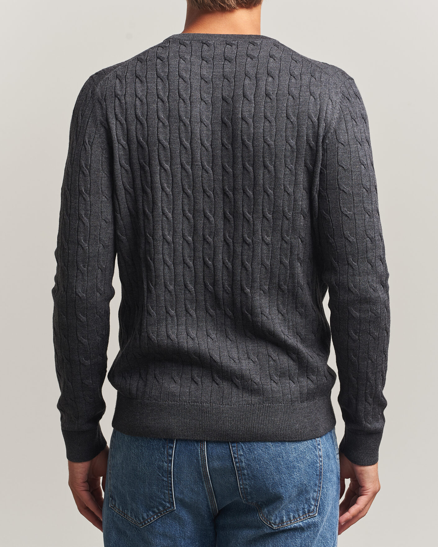 Mies | Puserot | Morris | Merino Cable O-Neck Grey