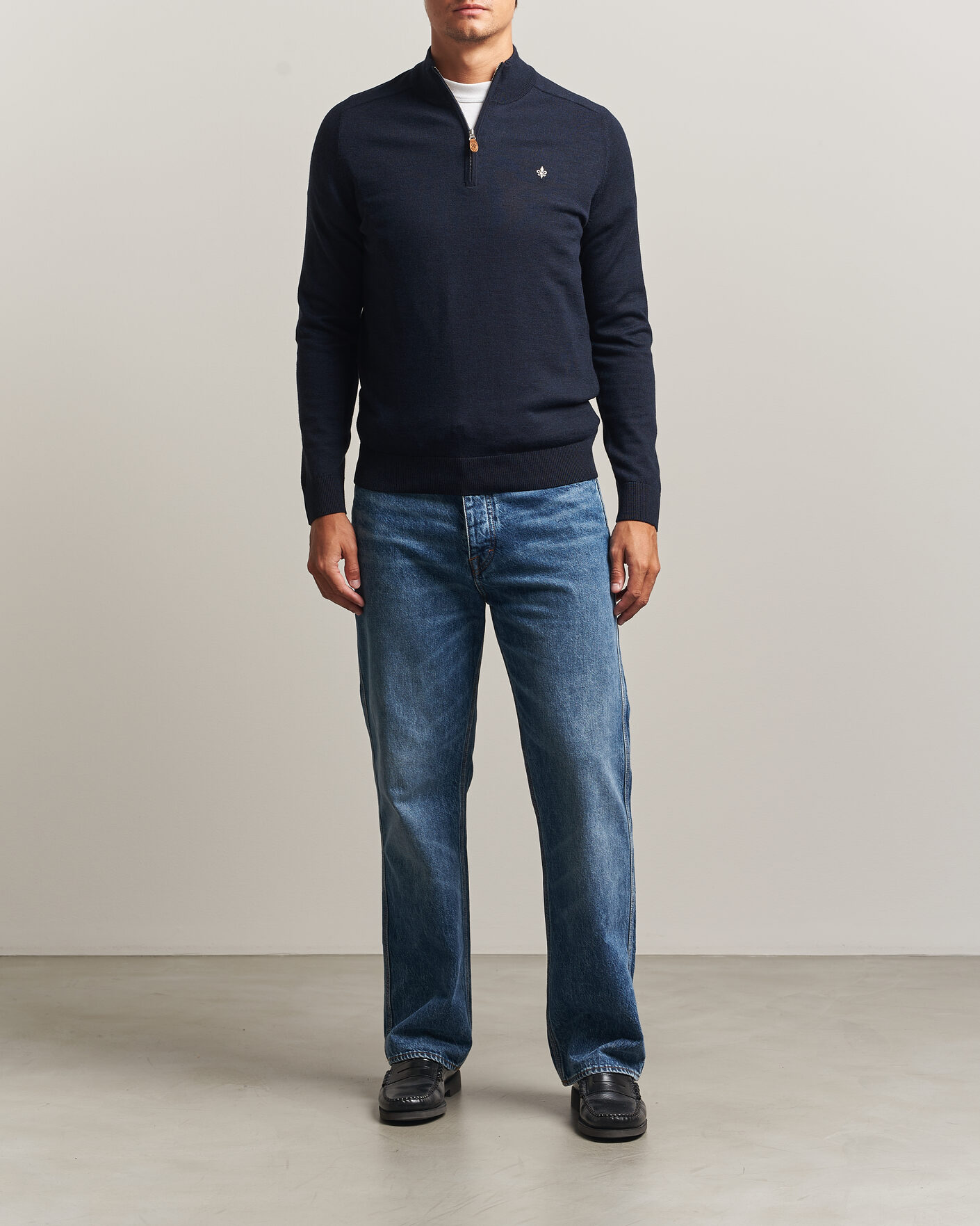 Mies | Puserot | Morris | John Merino Half Zip Navy