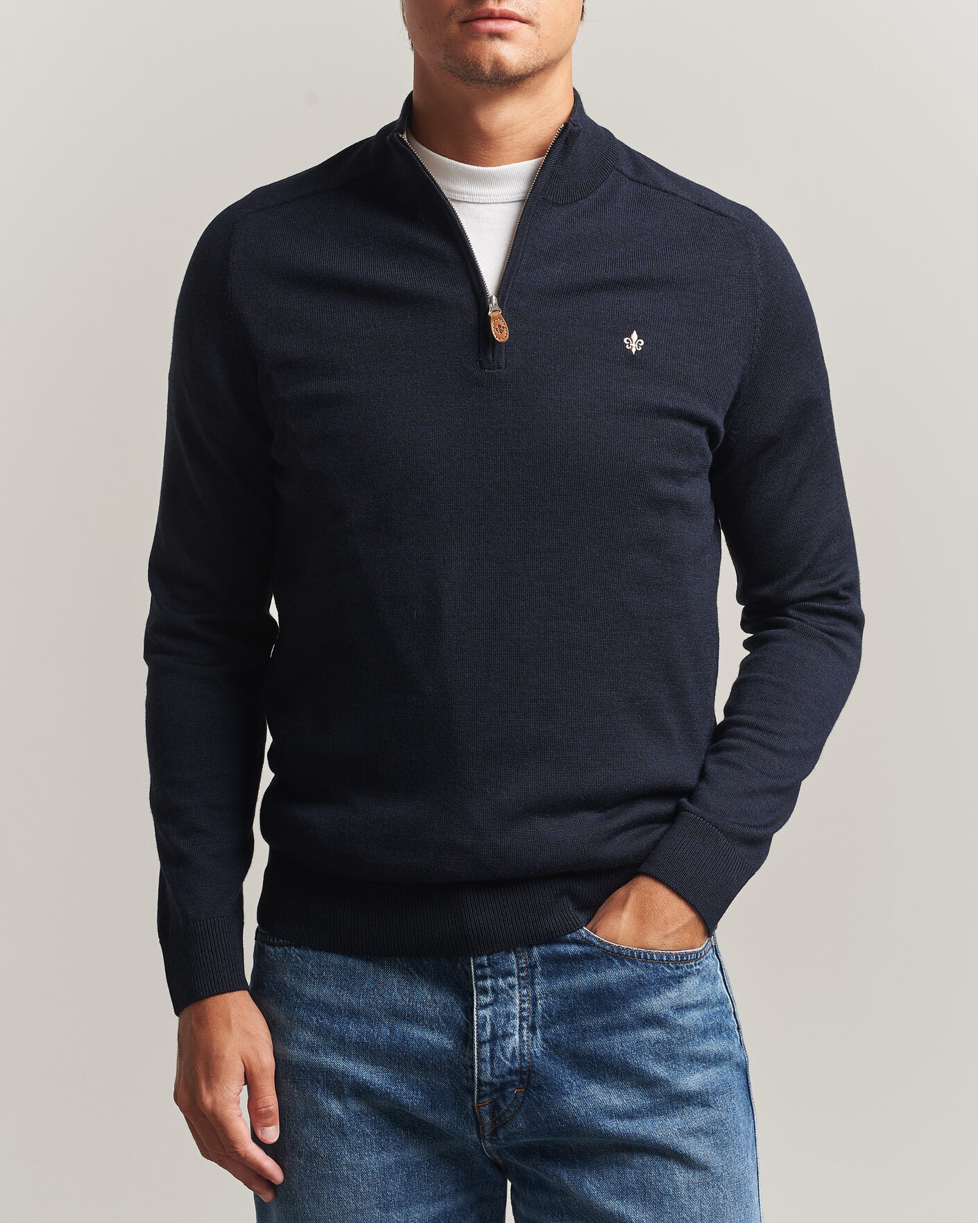 Mies | Puserot | Morris | John Merino Half Zip Navy