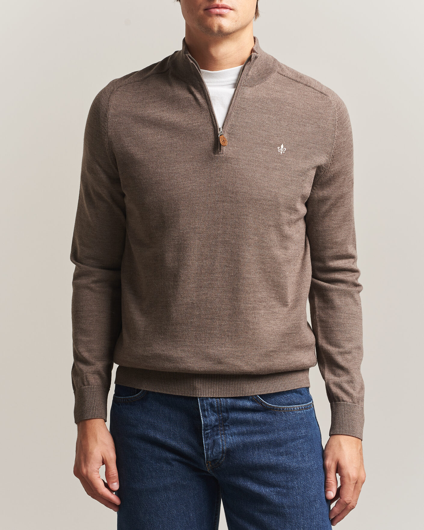 Mies | Puserot | Morris | John Merino Half Zip Brown