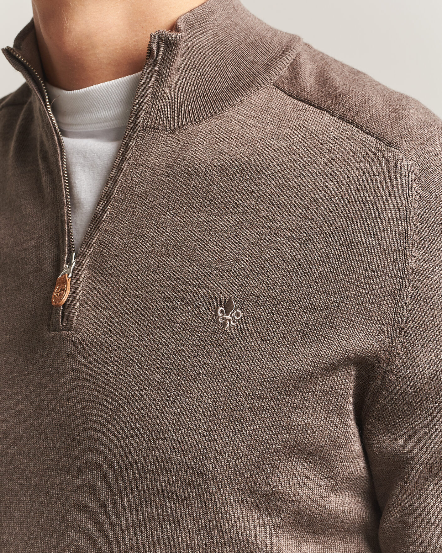 Mies | Puserot | Morris | John Merino Half Zip Brown