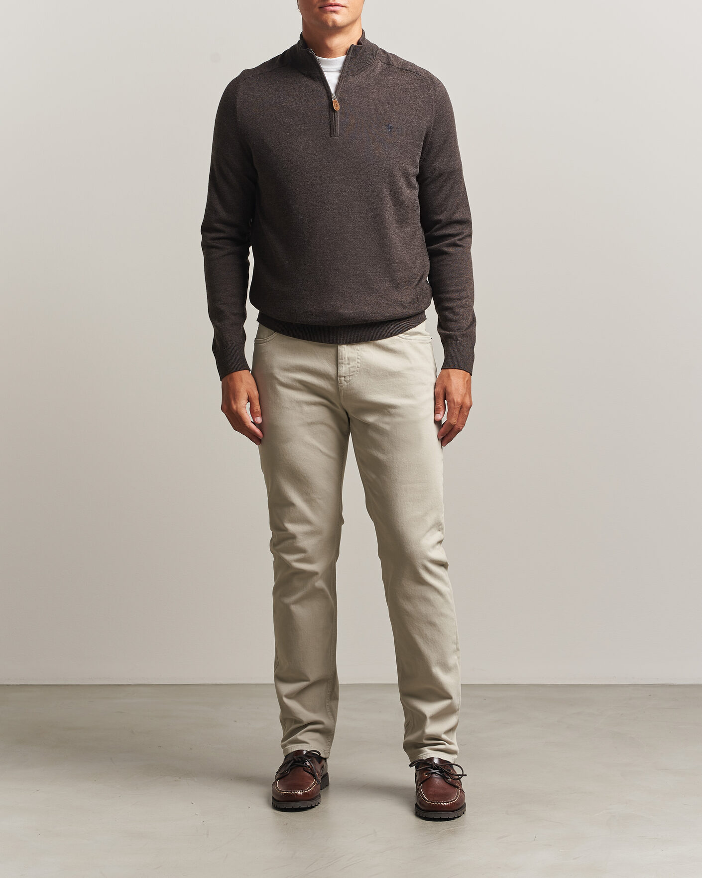 Mies | Puserot | Morris | John Merino Half Zip Brown