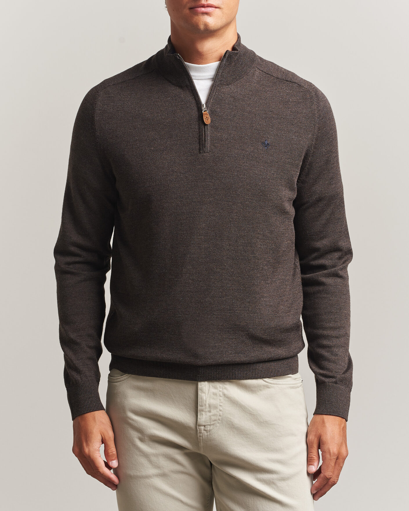 Mies | Puserot | Morris | John Merino Half Zip Brown
