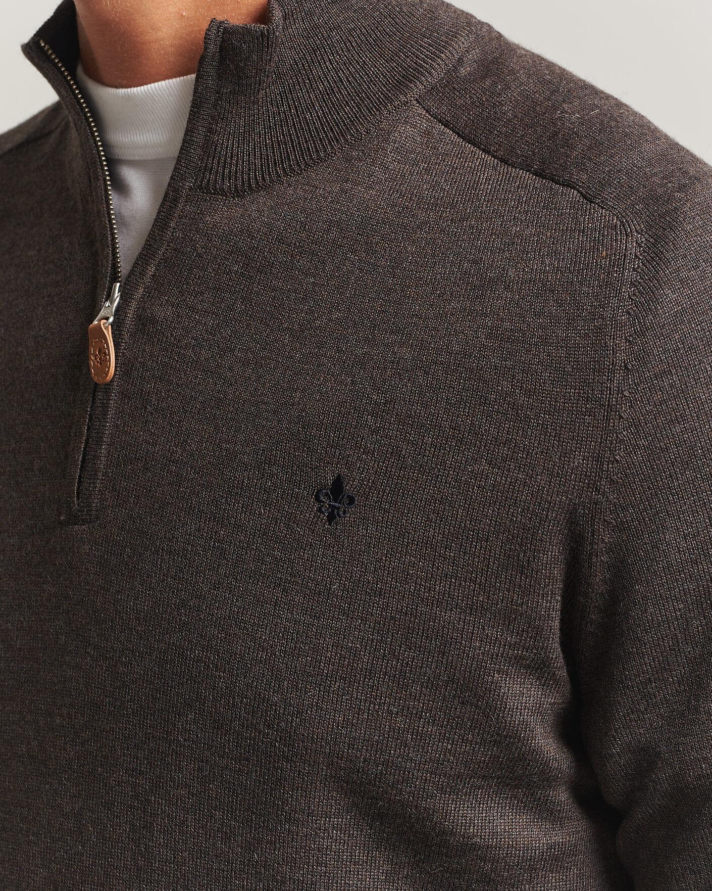 Mies | Puserot | Morris | John Merino Half Zip Brown