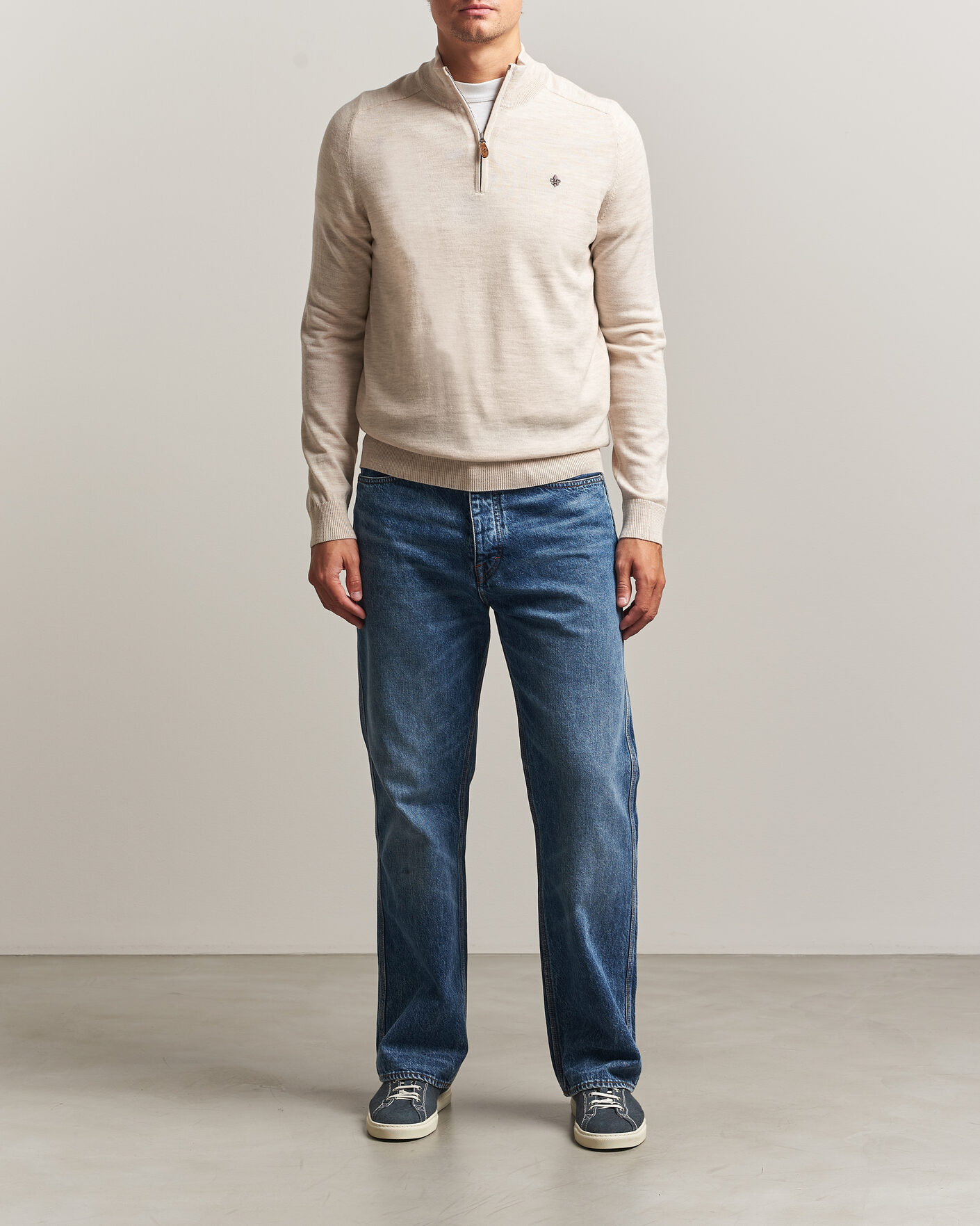 Mies | Puserot | Morris | John Merino Half Zip Off White