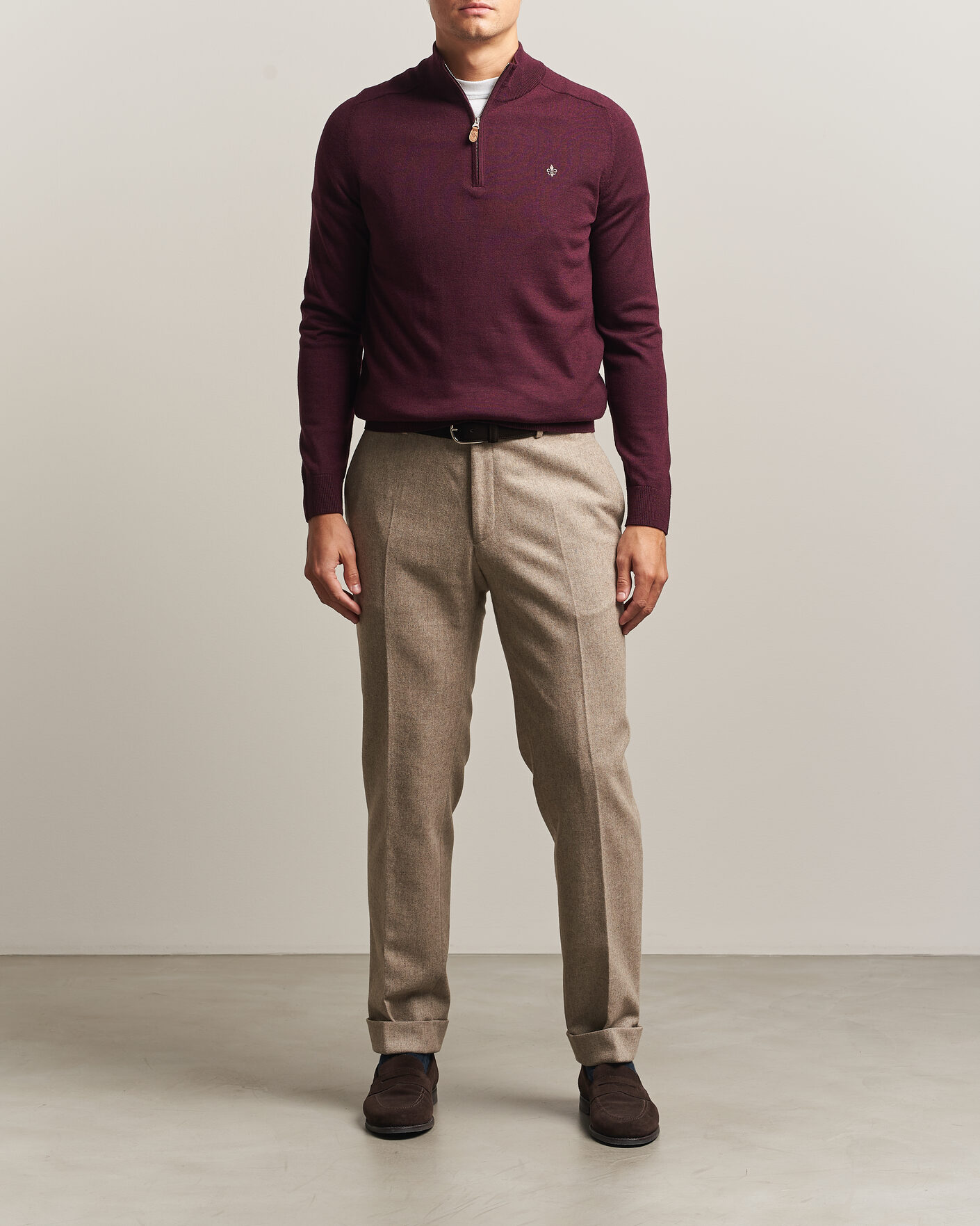 Mies | Puserot | Morris | John Merino Half Zip Wine Red