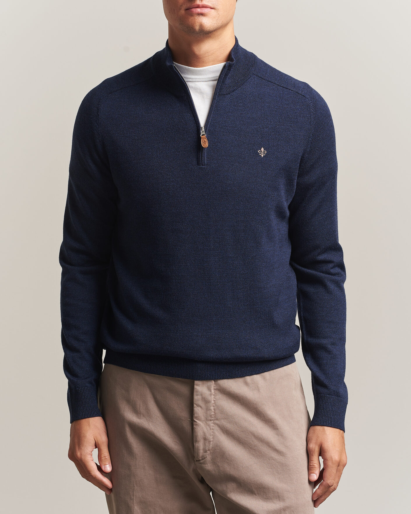 Mies | Puserot | Morris | John Merino Half Zip Ocean Blue