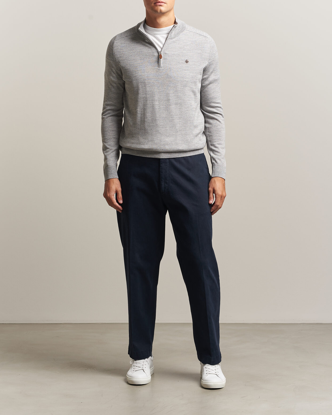 Mies | Puserot | Morris | John Merino Half Zip Mid Grey