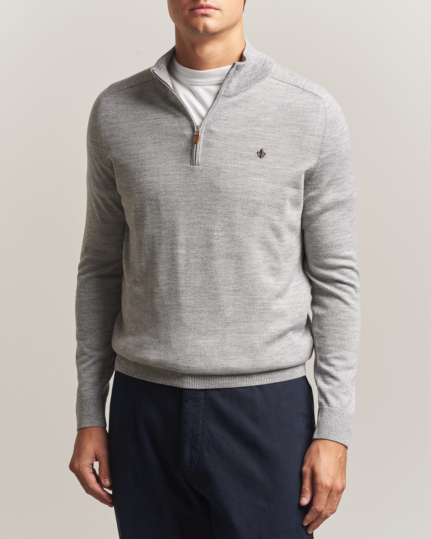Mies | Puserot | Morris | John Merino Half Zip Mid Grey
