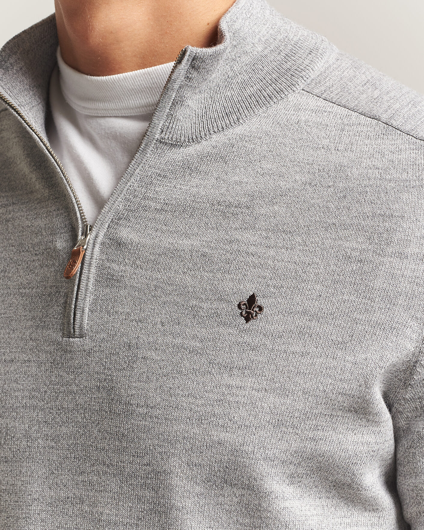 Mies | Puserot | Morris | John Merino Half Zip Mid Grey