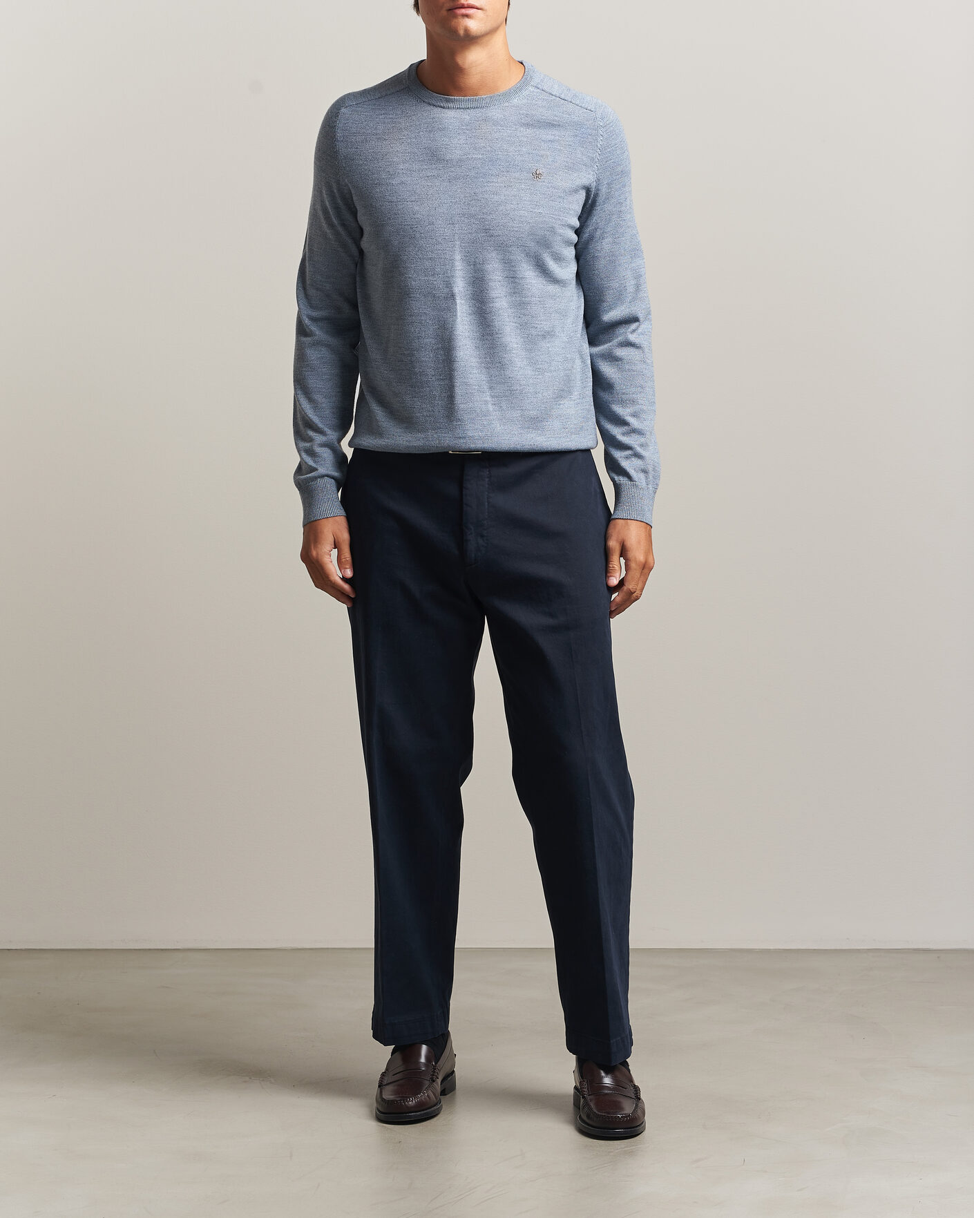 Mies | Puserot | Morris | Merino O-Neck Light Blue