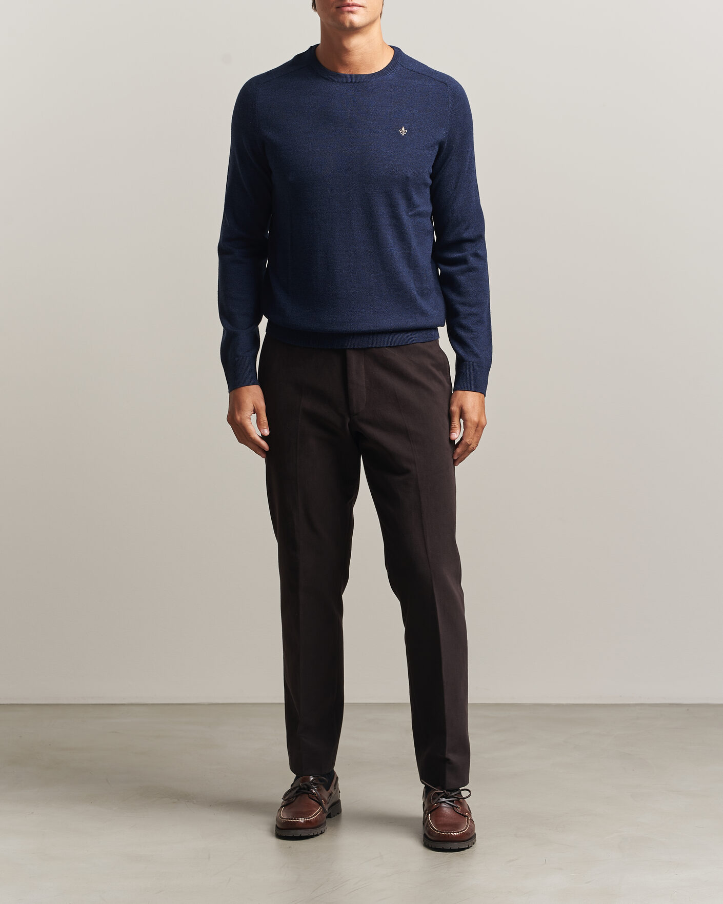 Mies | Puserot | Morris | Merino O-Neck Navy