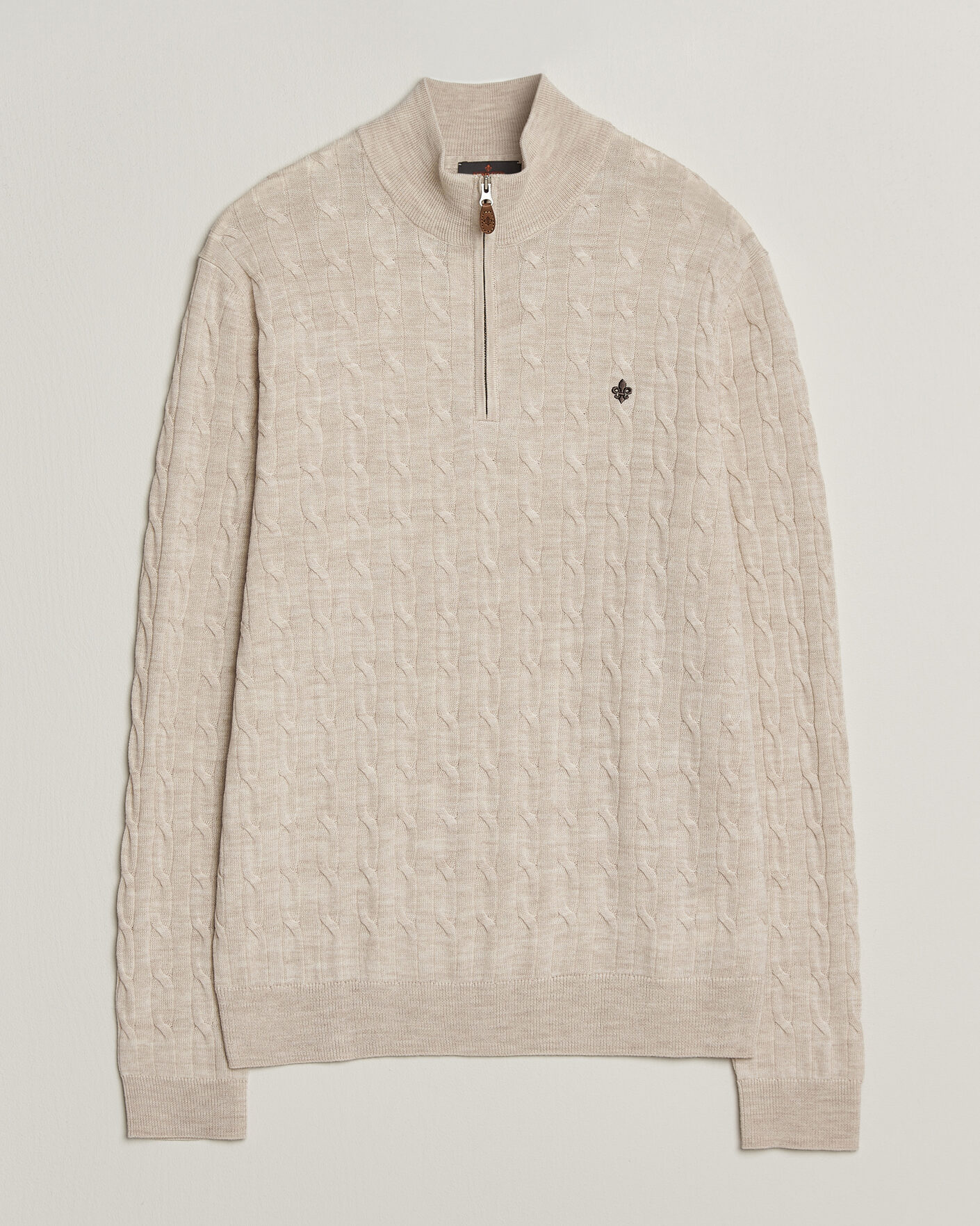 Mies | Puserot | Morris | Merino Cable Half Zip Off White