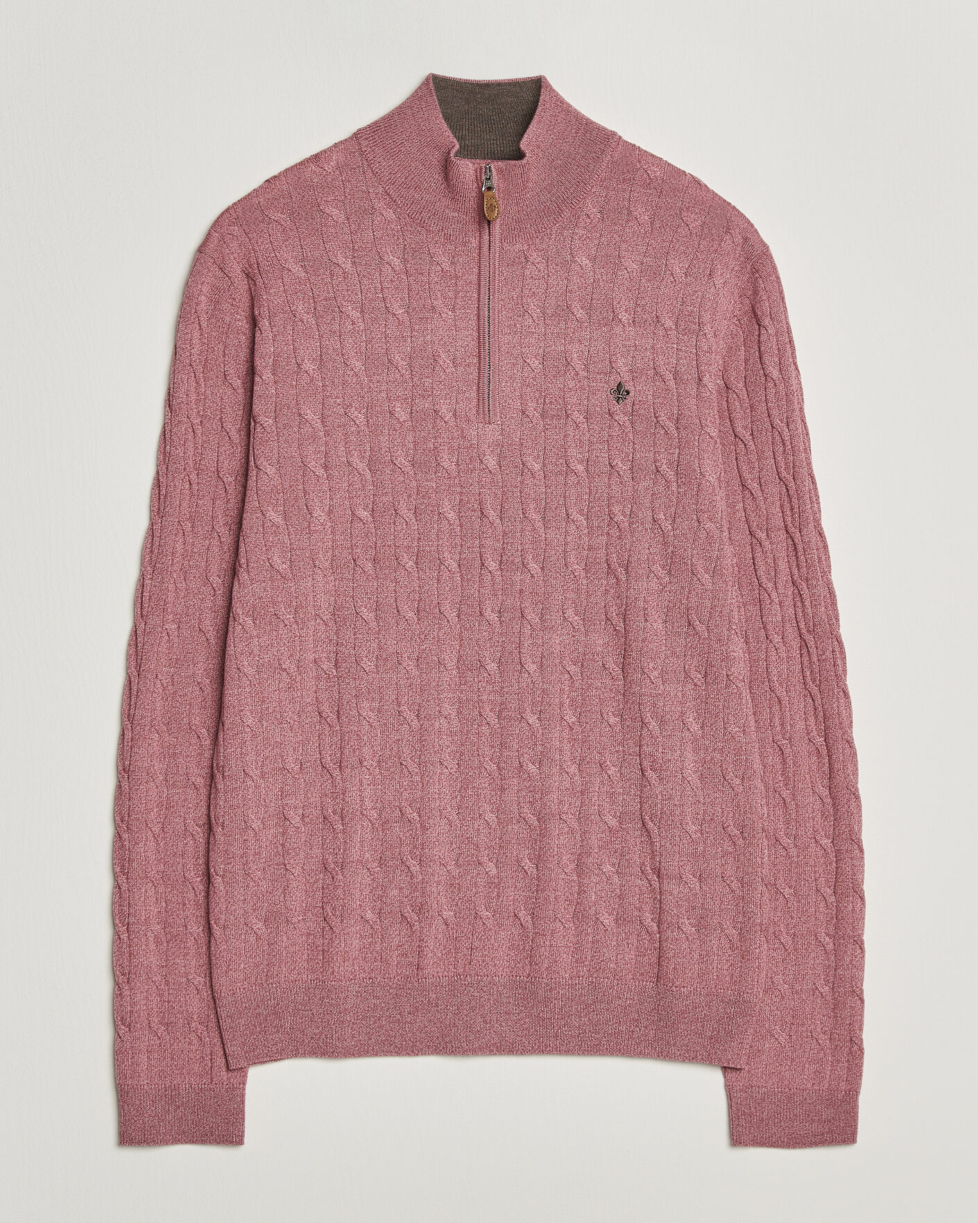 Mies | Puserot | Morris | Merino Cable Half Zip Cerise