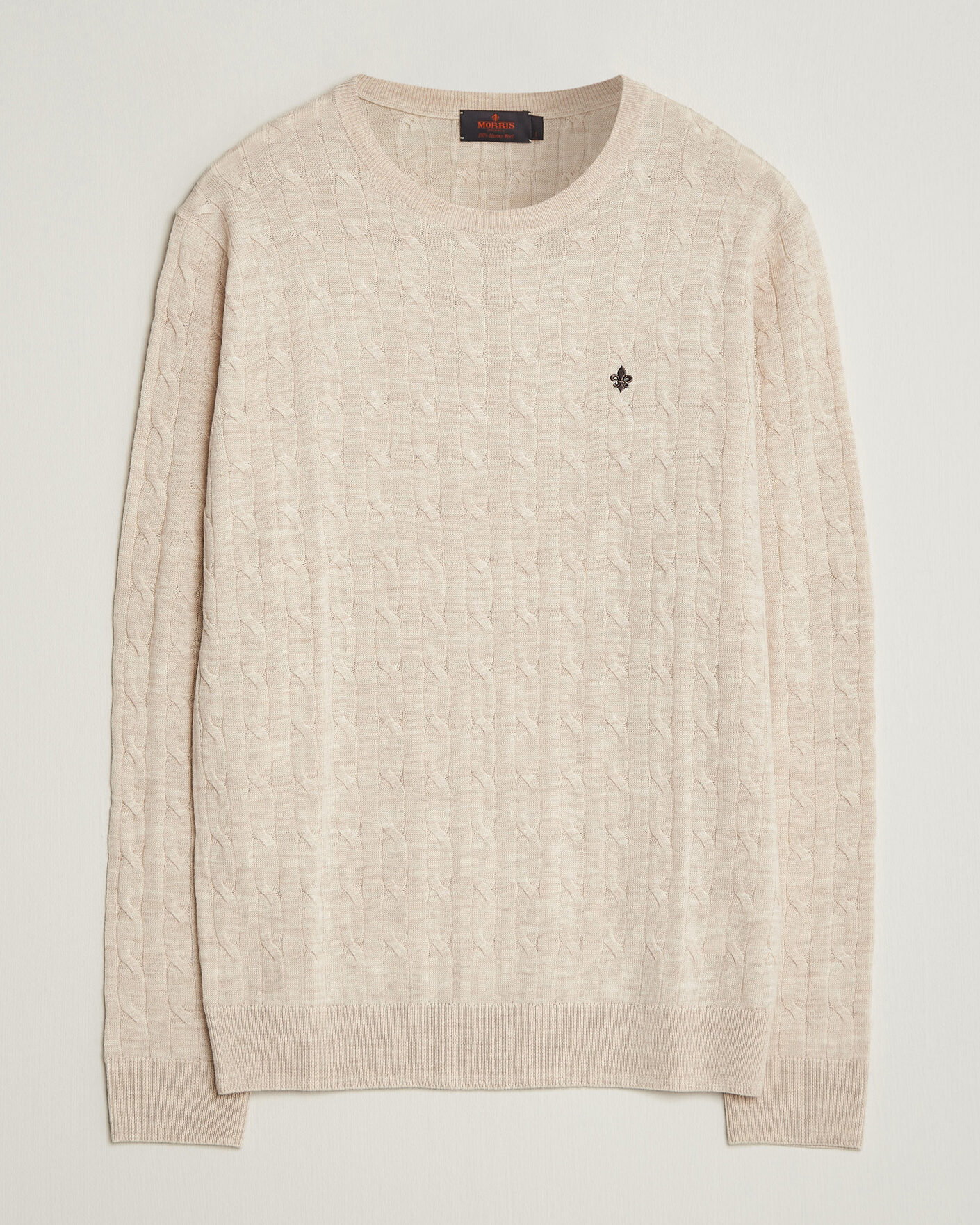 Mies | Puserot | Morris | Merino Cable O-Neck Off White