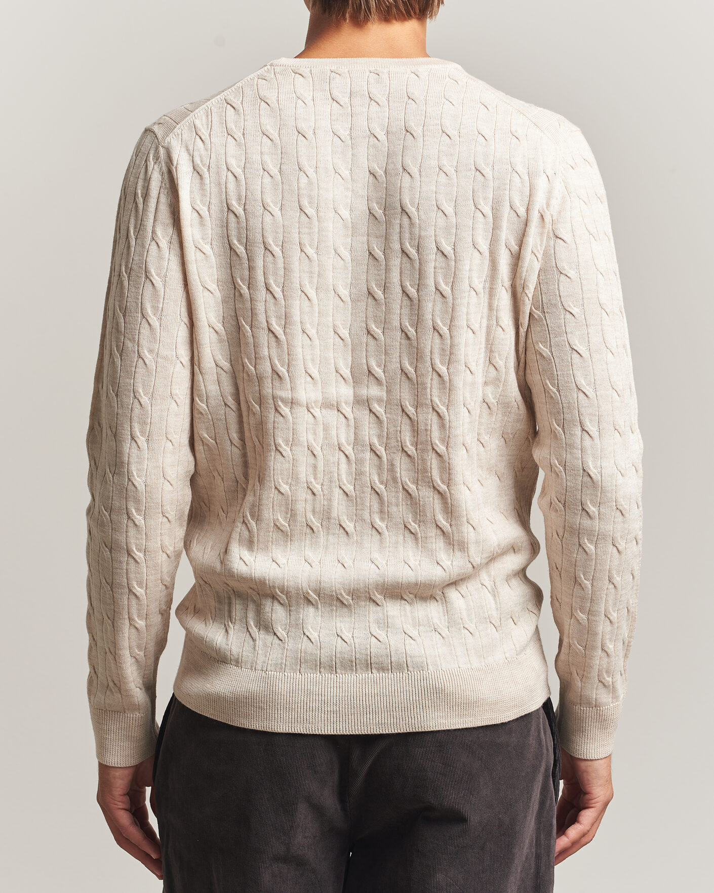 Mies | Puserot | Morris | Merino Cable O-Neck Off White