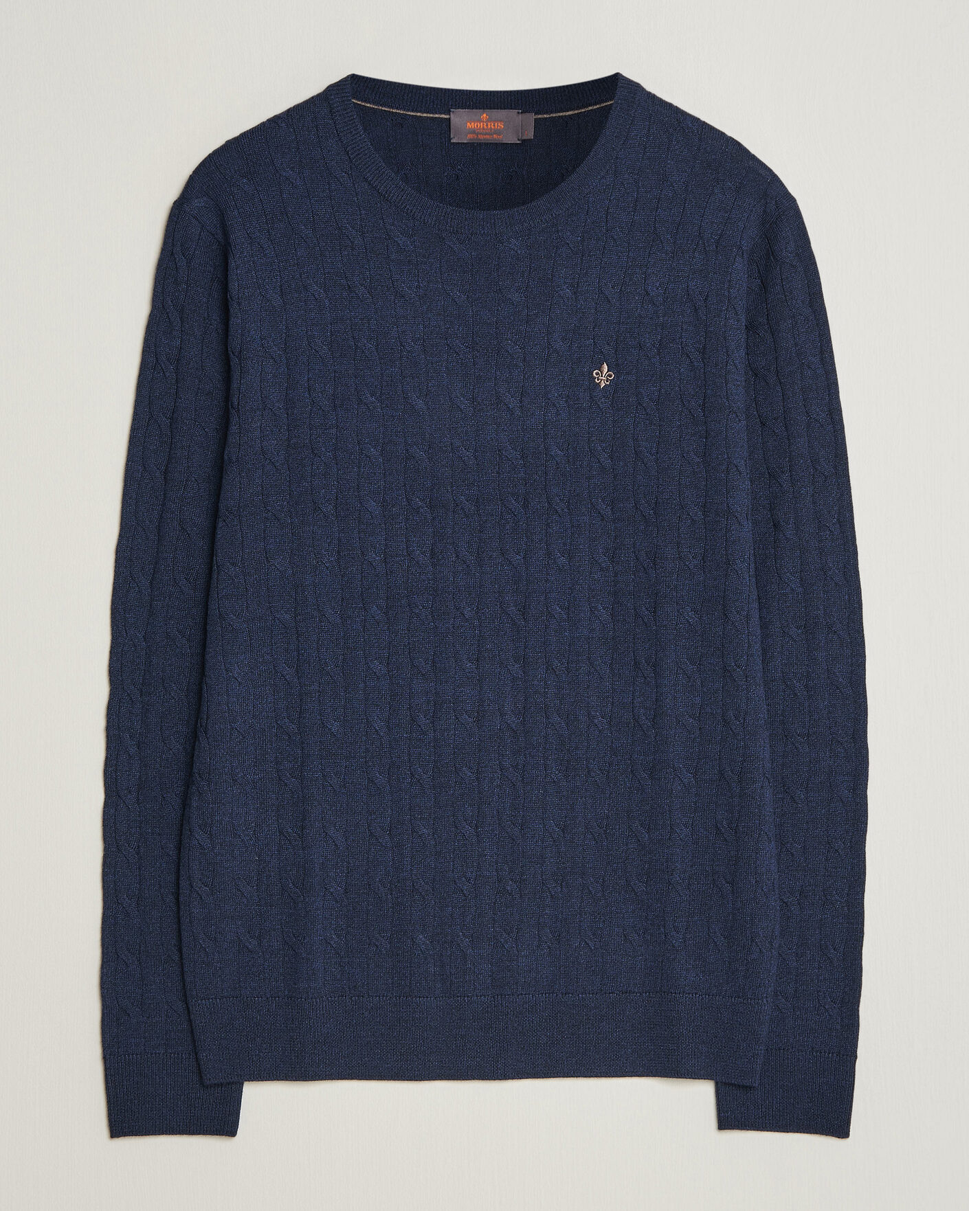 Mies | Puserot | Morris | Merino Cable O-Neck Navy