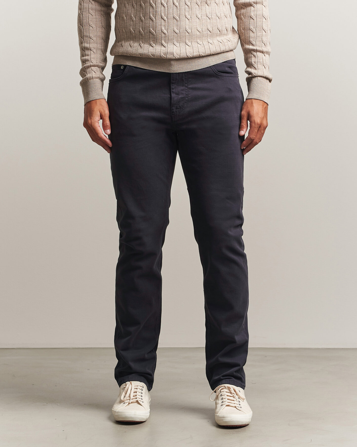 Mies | Housut | Morris | James Brushed 5-Pocket Pant Blue