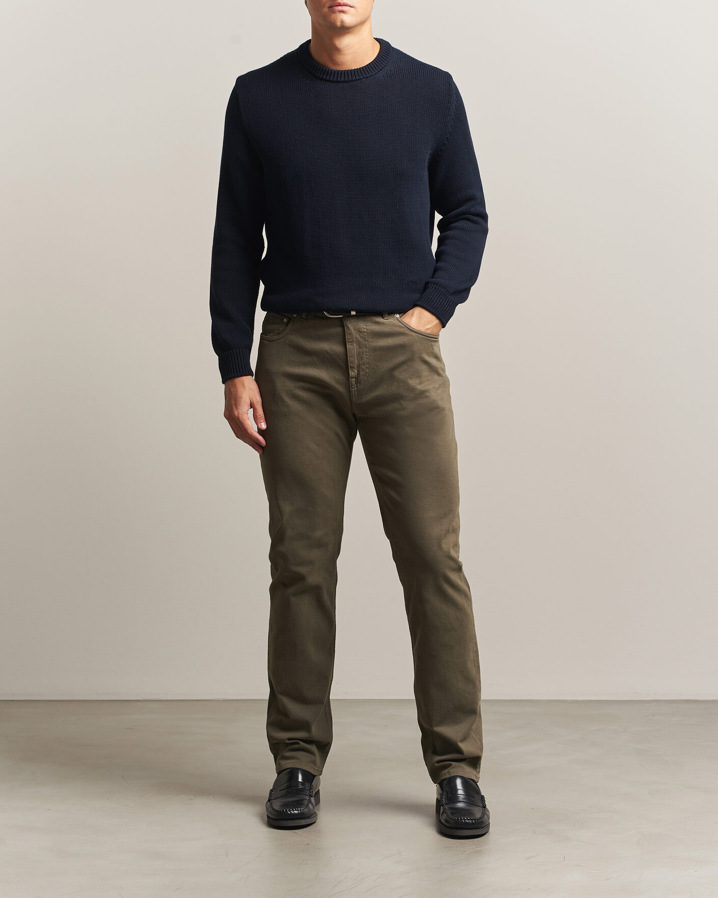Mies | Housut | Morris | James Brushed 5-Pocket Pant Olive