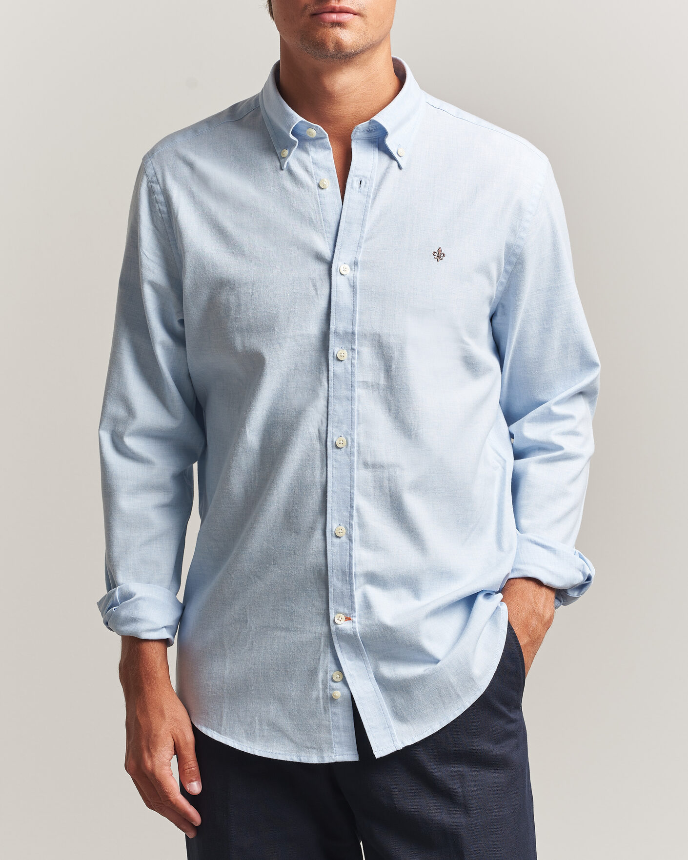 Mies | Kauluspaidat | Morris | Watts Flannel Shirt Light Blue