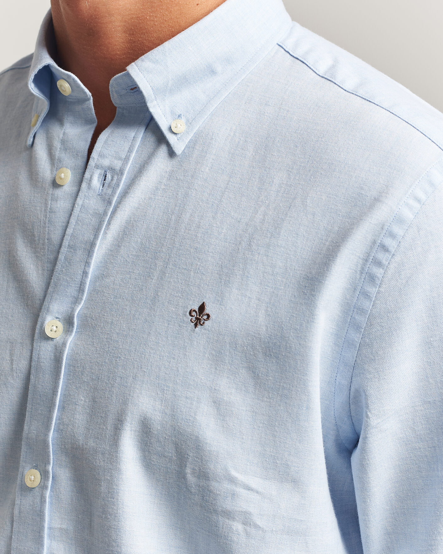 Mies | Kauluspaidat | Morris | Watts Flannel Shirt Light Blue