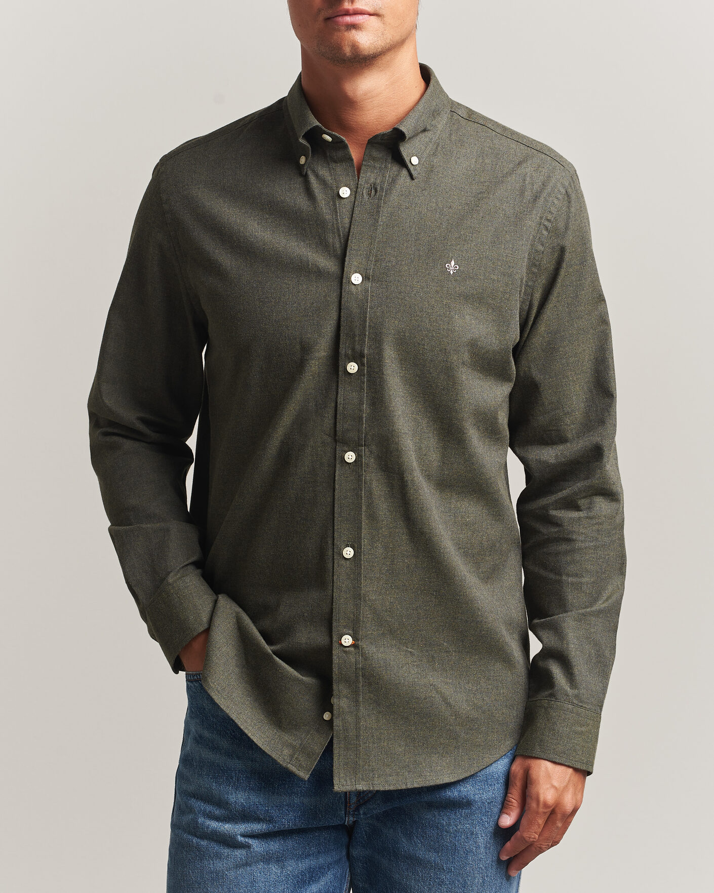 Mies | Kauluspaidat | Morris | Watts Flannel Shirt Olive