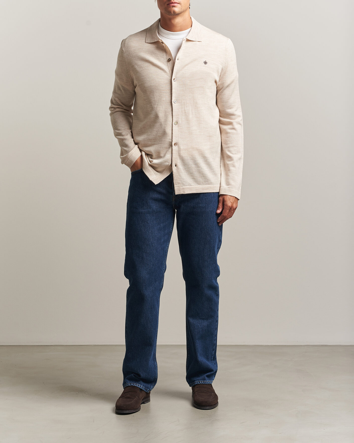 Mies | Kauluspaidat | Morris | Merino Shirt Cardigan Off White
