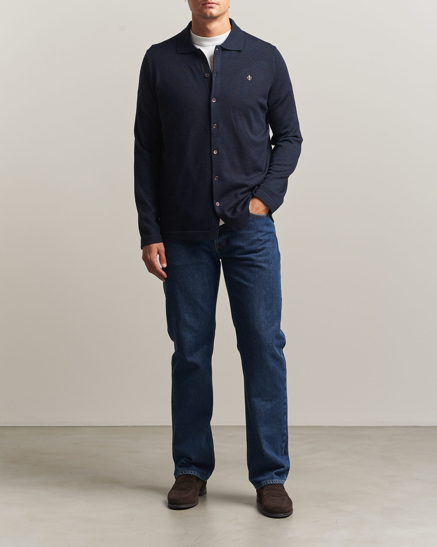 Mies | Kauluspaidat | Morris | Merino Shirt Cardigan Navy