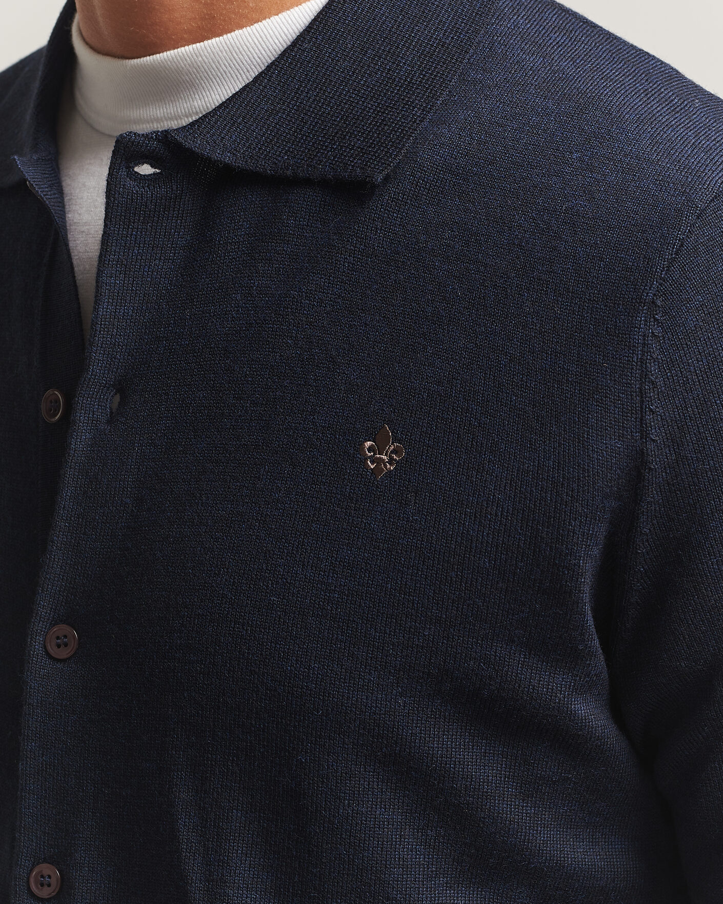 Mies | Kauluspaidat | Morris | Merino Shirt Cardigan Navy