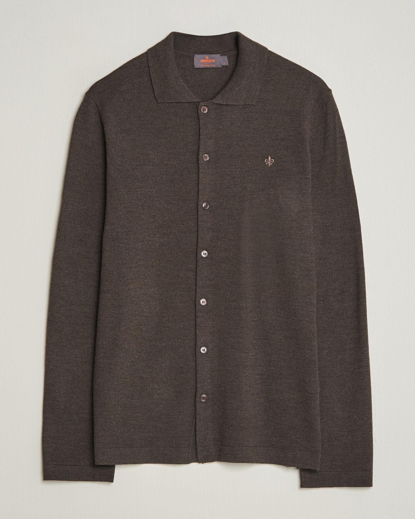 Mies | Kauluspaidat | Morris | Merino Shirt Cardigan Brown