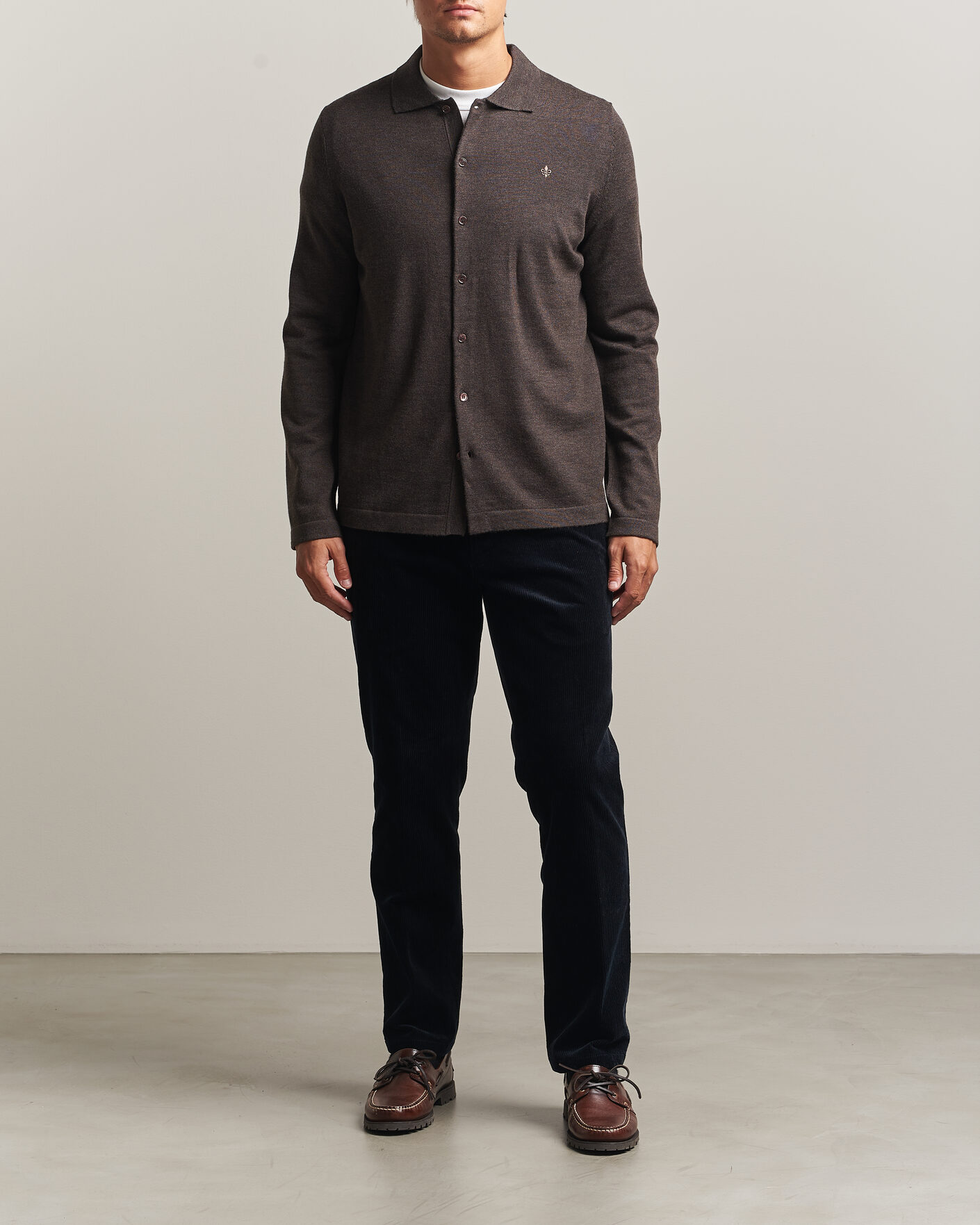 Mies | Kauluspaidat | Morris | Merino Shirt Cardigan Brown