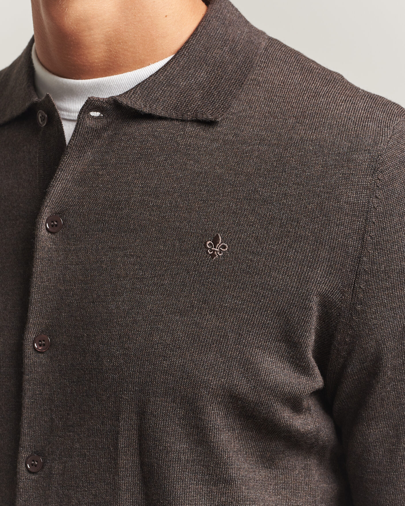 Mies | Kauluspaidat | Morris | Merino Shirt Cardigan Brown