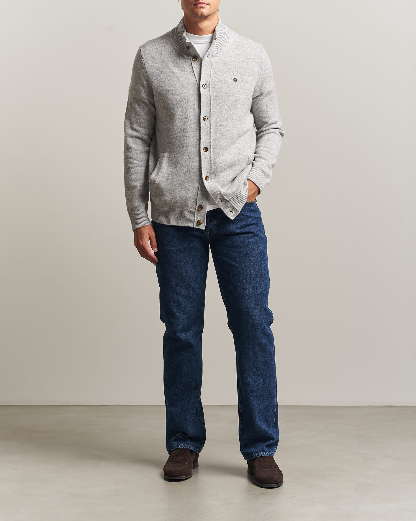 Mies | Puserot | Morris | Hertford Button Cardigan Grey