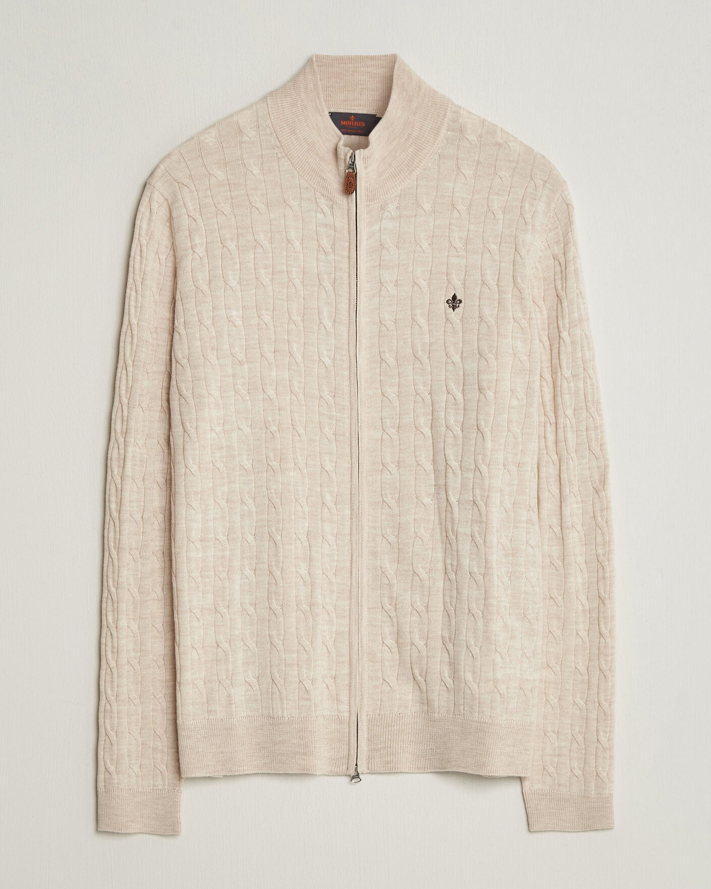 Mies | Puserot | Morris | Merino Cable Zip Cardigan Off White