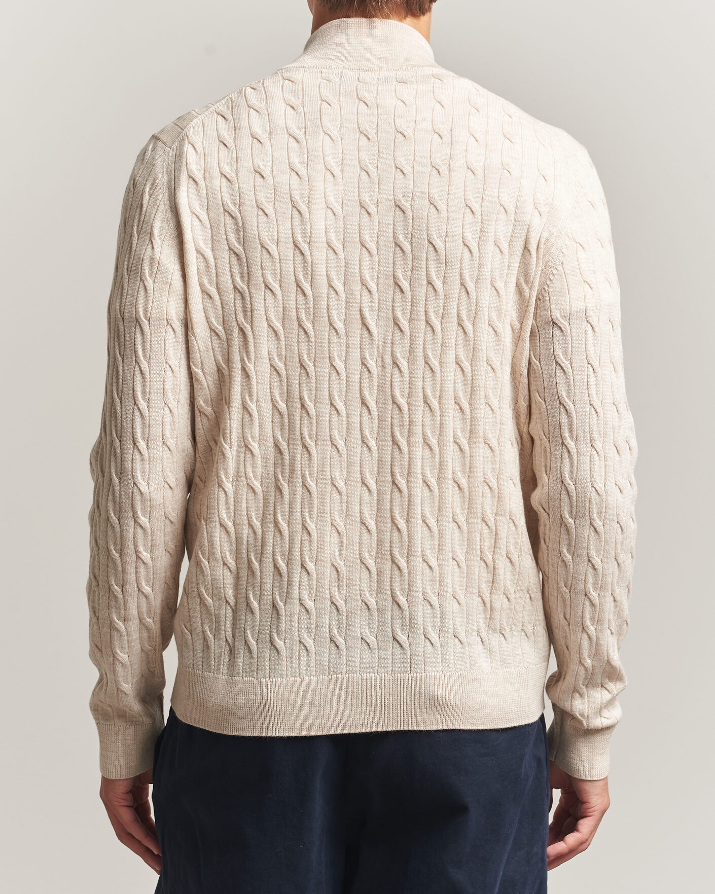 Mies | Puserot | Morris | Merino Cable Zip Cardigan Off White