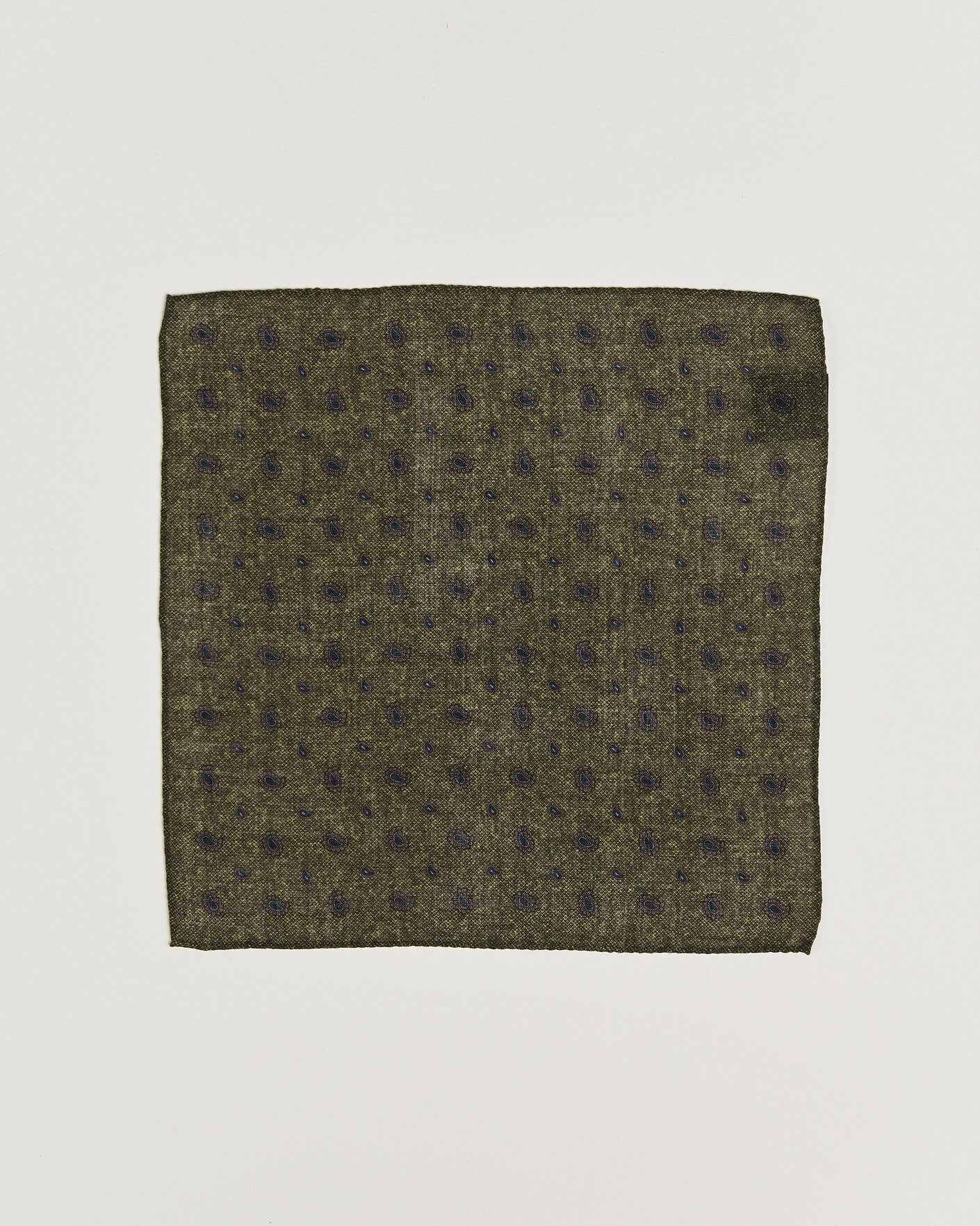 Mies | Taskuliinat | Amanda Christensen | Wool Paisley Pocket Square Green
