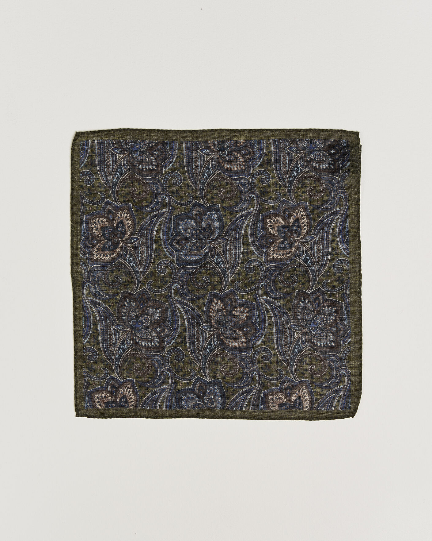 Mies | Taskuliinat | Amanda Christensen | Wool Large Paisley Pocket Square Green