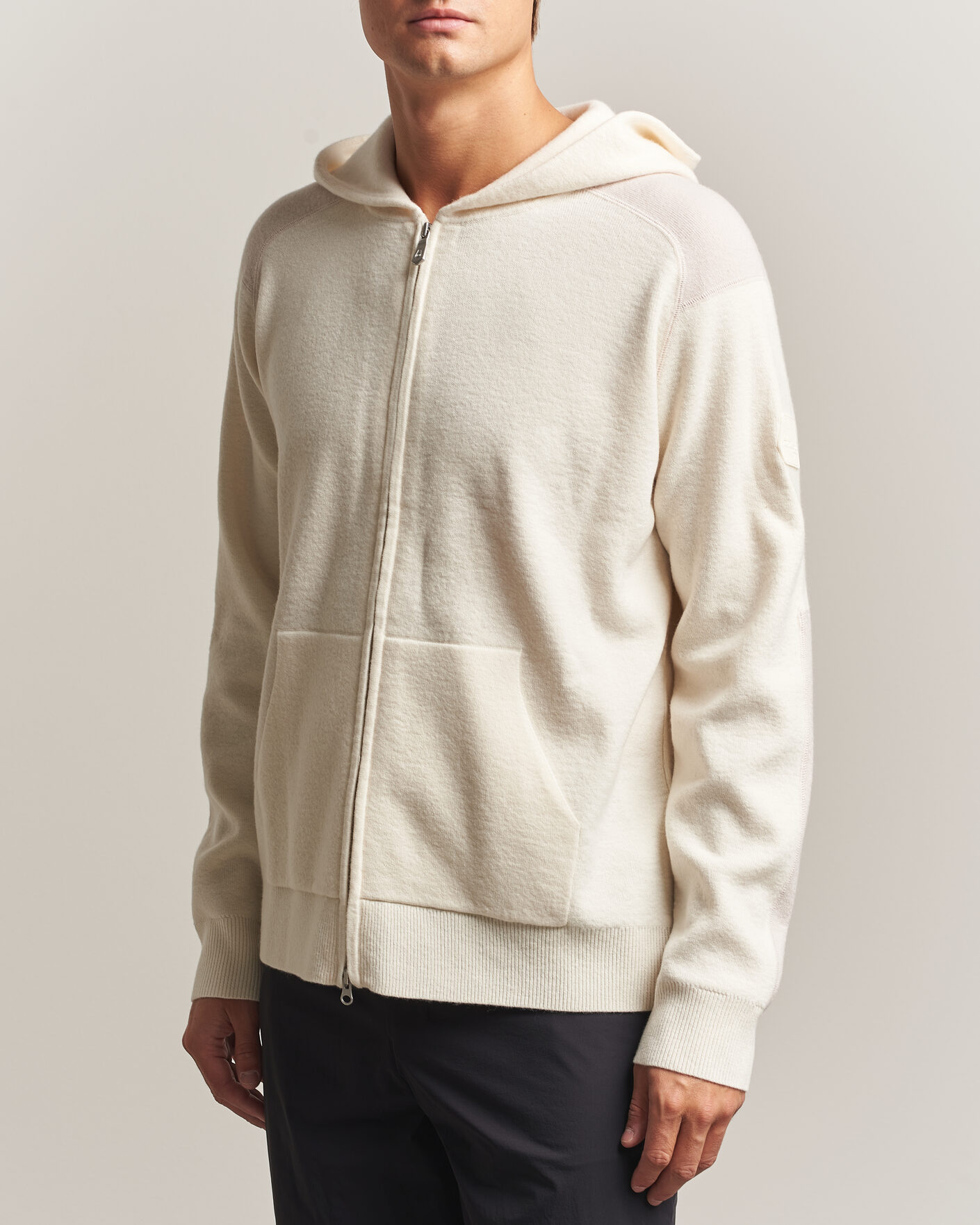 Mies | Puserot | Sail Racing | Spine Wool Knitted Full Zip Hoodie Off White