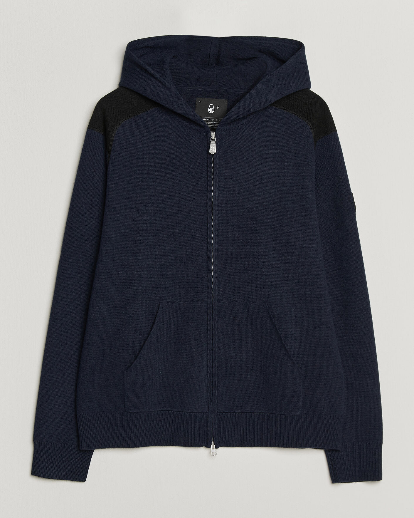 Mies | Puserot | Sail Racing | Spine Wool Knitted Full Zip Hoodie Dark Navy