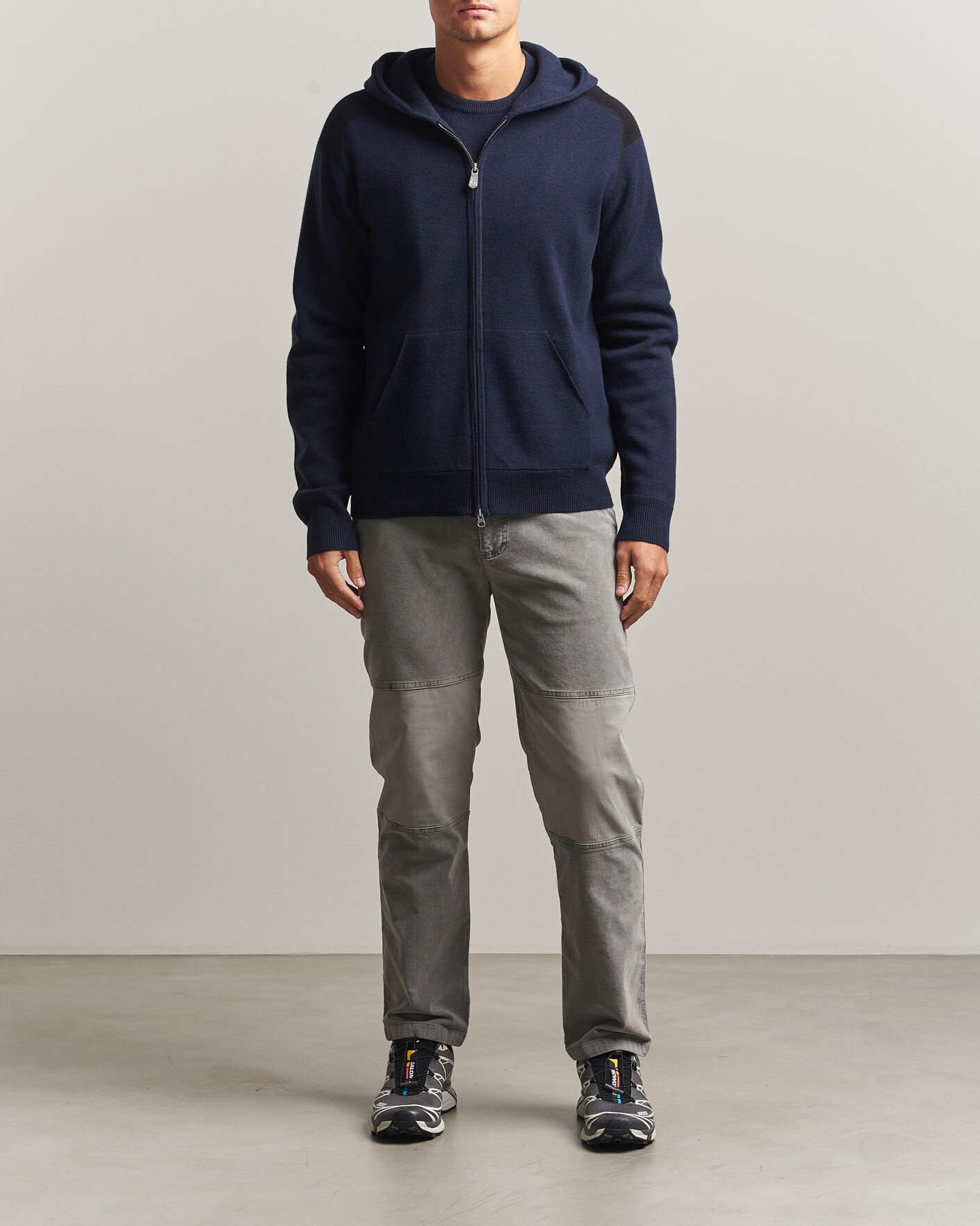 Mies | Puserot | Sail Racing | Spine Wool Knitted Full Zip Hoodie Dark Navy