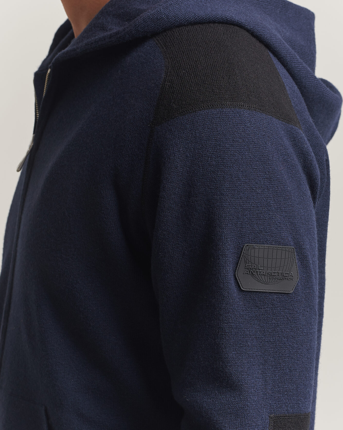 Mies | Puserot | Sail Racing | Spine Wool Knitted Full Zip Hoodie Dark Navy