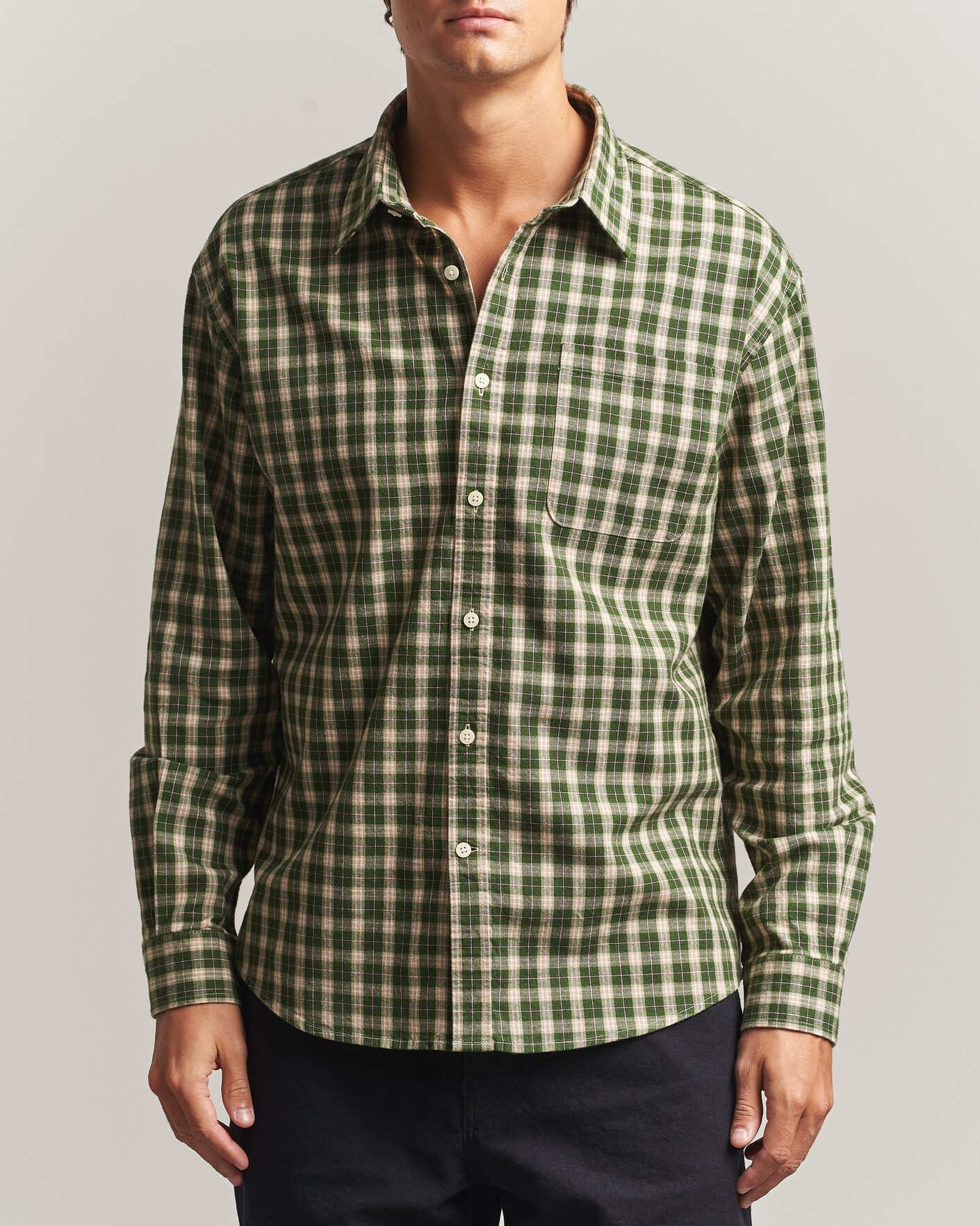 Mies | Kauluspaidat | NN07 | Deon Flannel Shirt Eden Green Check