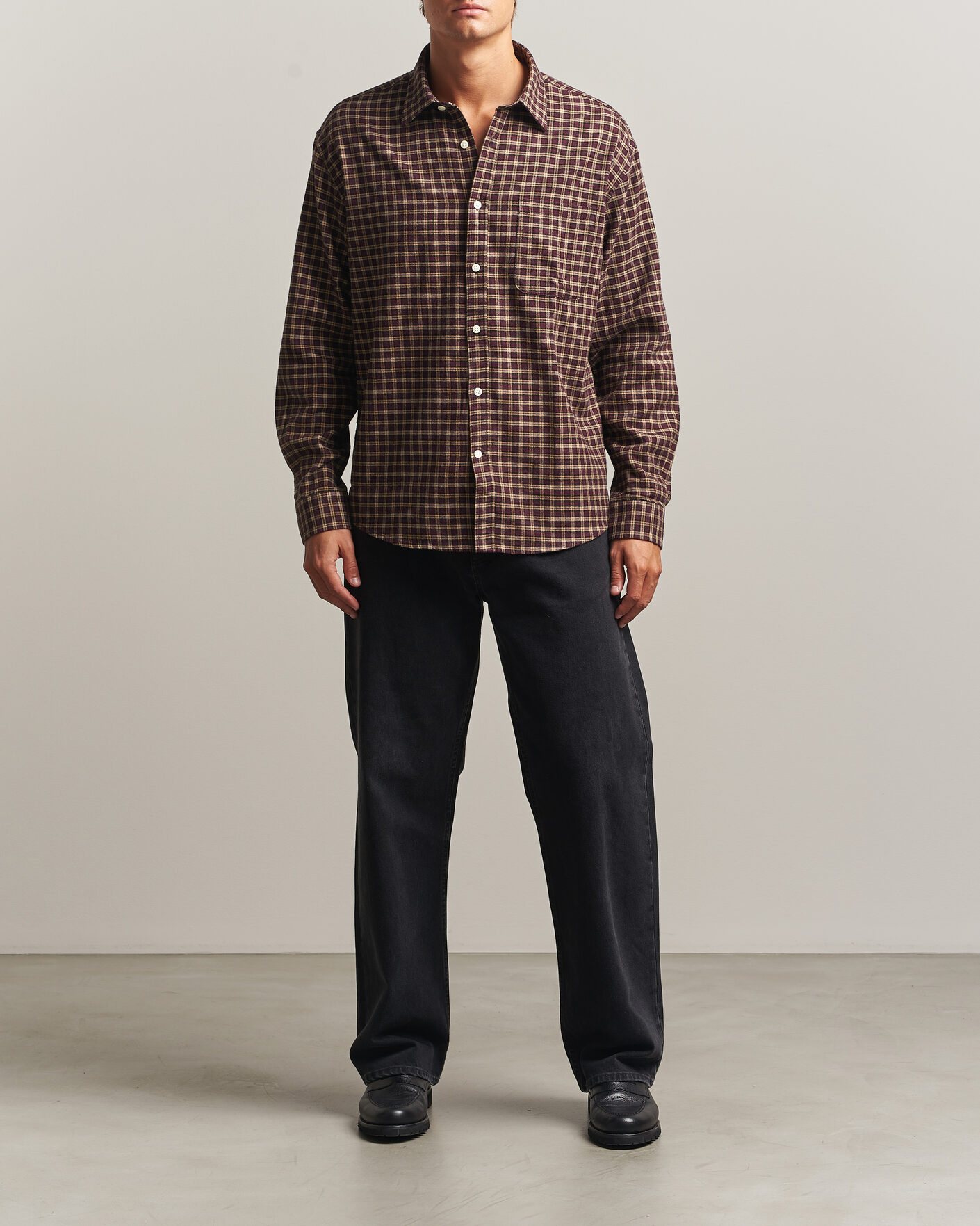 Mies | Kauluspaidat | NN07 | Deon Flannel Shirt Bordeaux Check