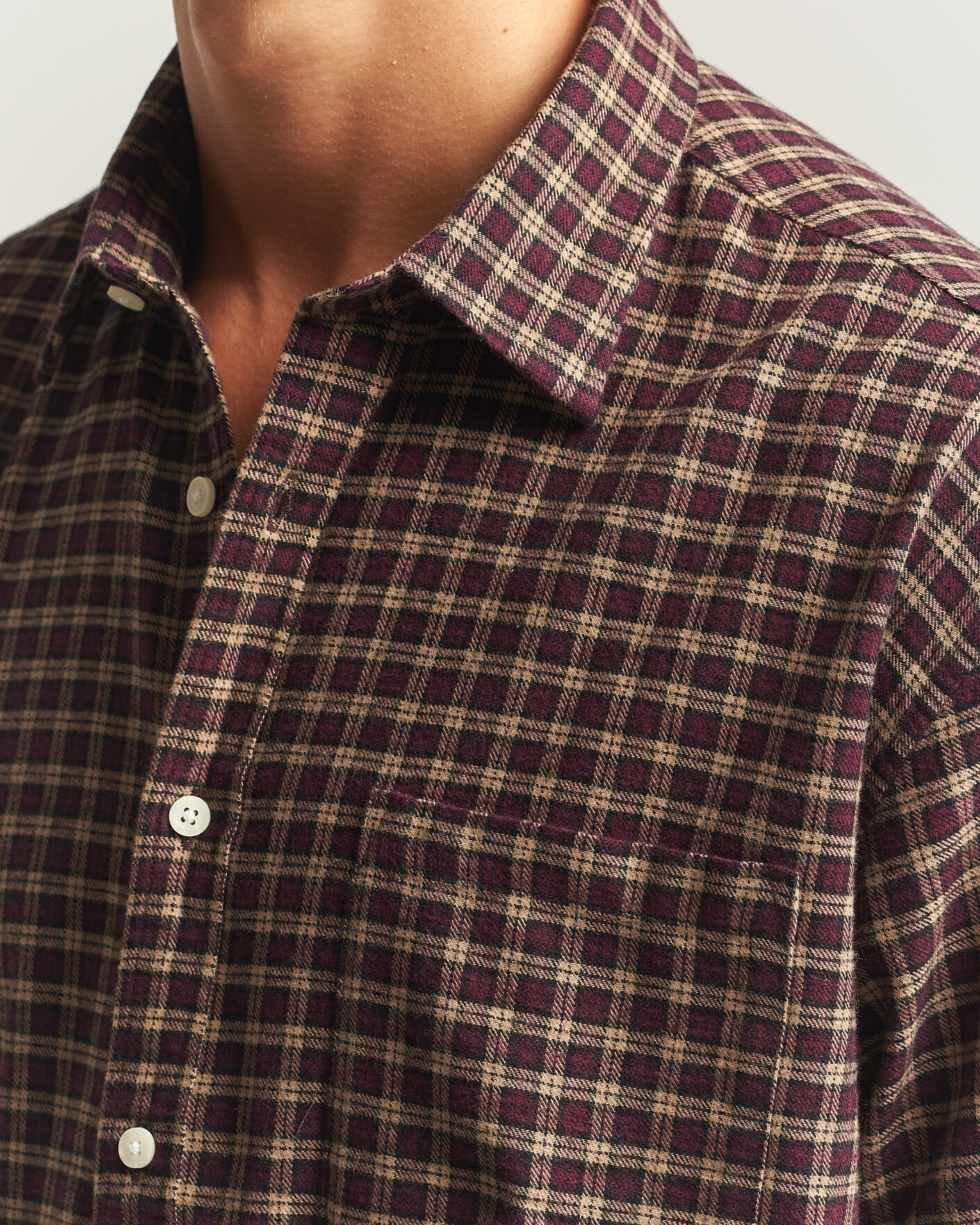 Mies | Kauluspaidat | NN07 | Deon Flannel Shirt Bordeaux Check