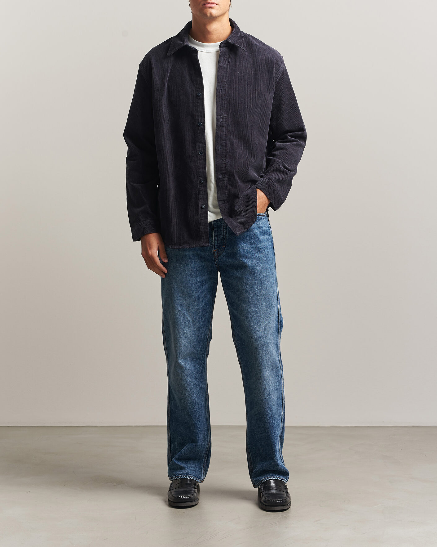 Mies | Kauluspaidat | NN07 | Casper Corduroy Overshirt Deep Navy