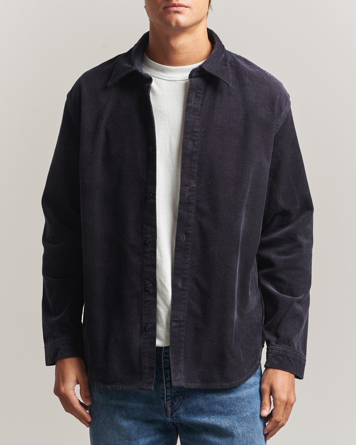 Mies | Kauluspaidat | NN07 | Casper Corduroy Overshirt Deep Navy