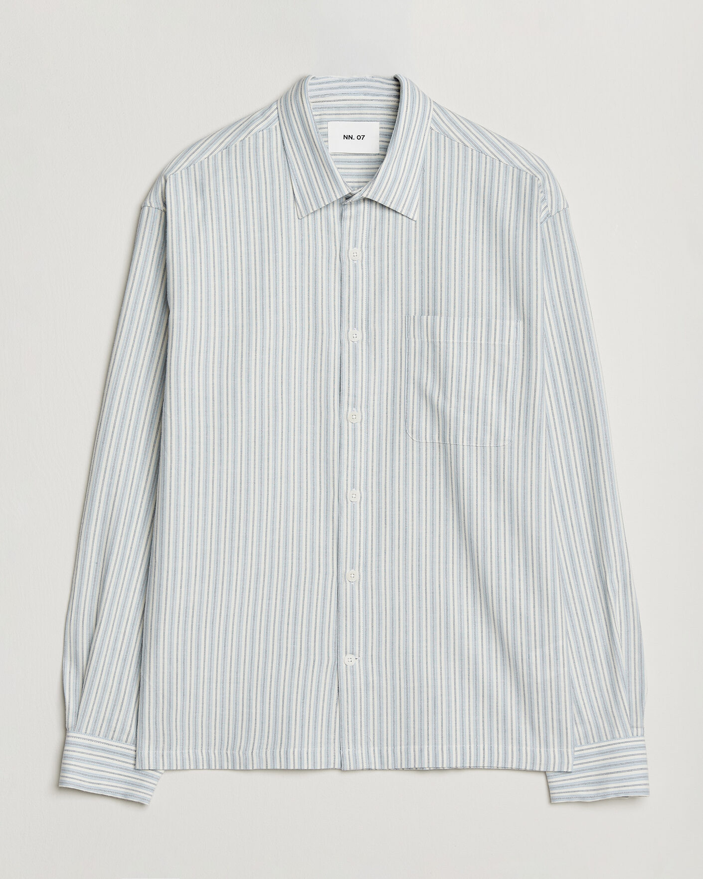 Mies | Kauluspaidat | NN07 | Deon Brushed Cotton Striped Shirt Blue